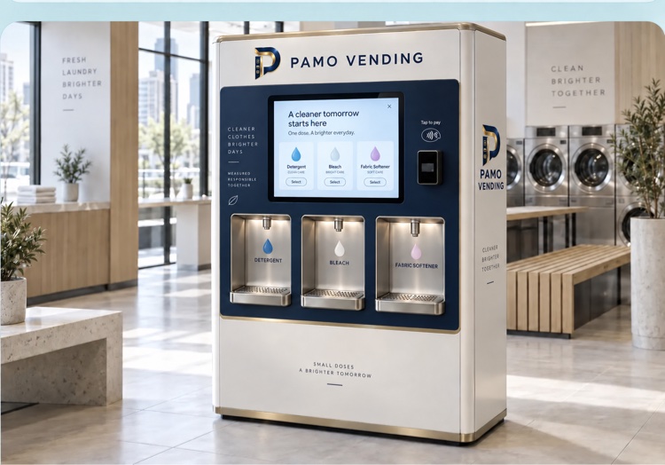 PAMO Vending smart detergent dispenser with touchscreen