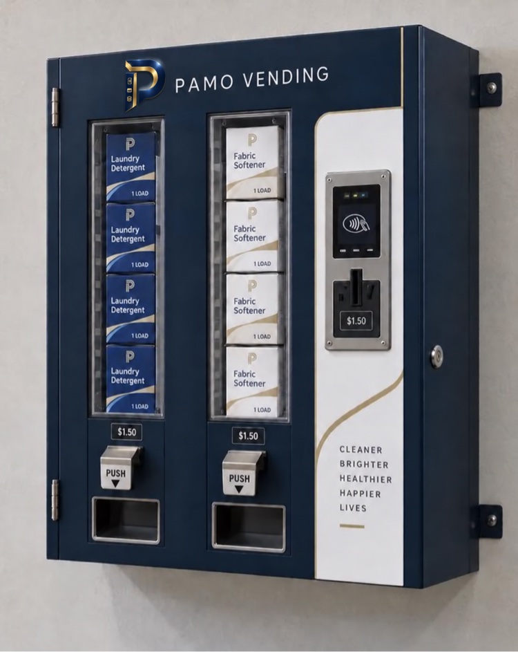 PAMO Vending compact wall-mounted detergent and softener machine